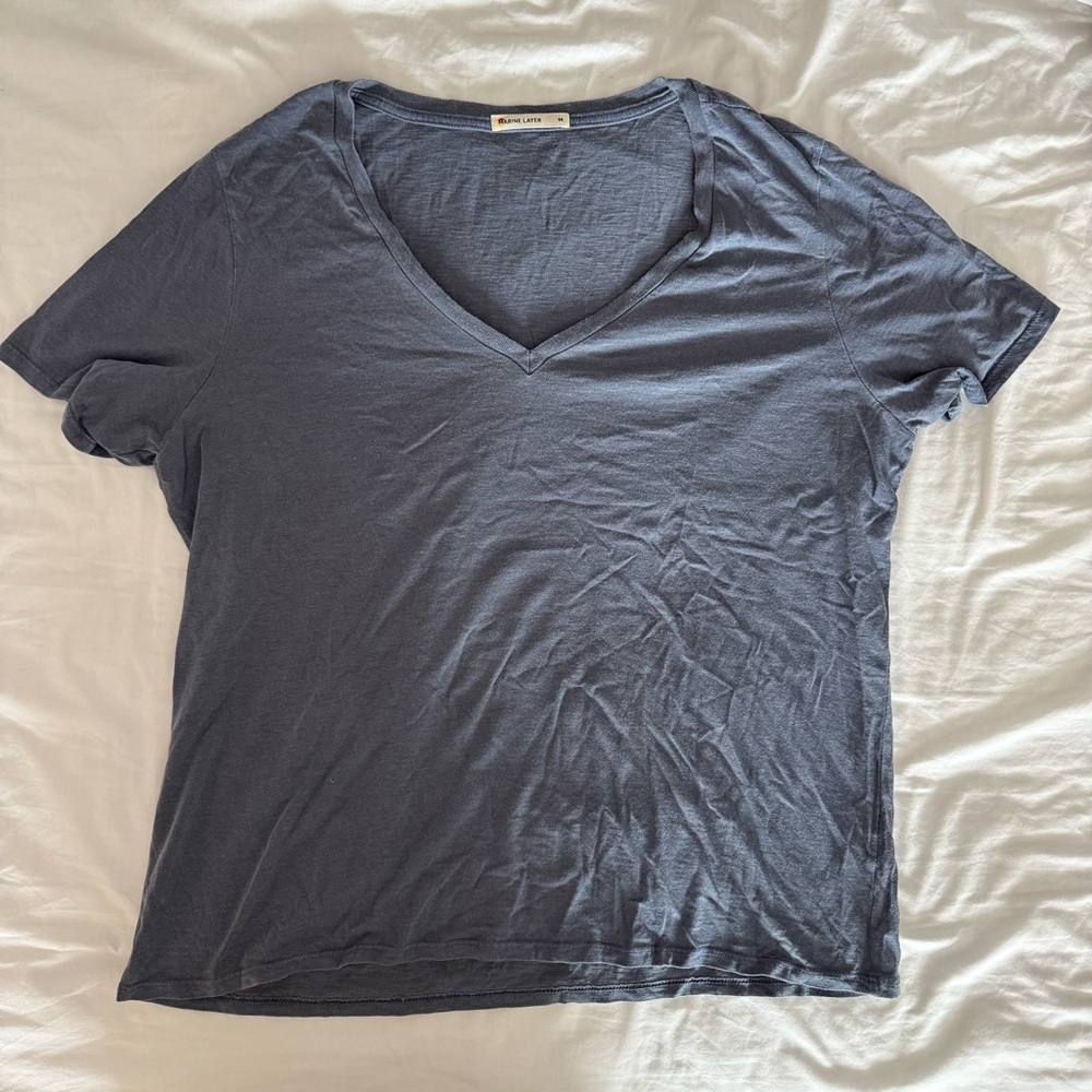 Marine Layer Navy V-Neck Tee